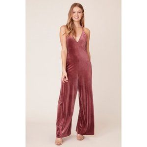 Jack by BB Dakota Magic Touch Velvet Wide Leg Ribbed Jumpsuit NEW